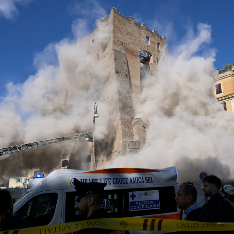 Torre dei Conti Partially Collapses in Rome, Causing Injuries