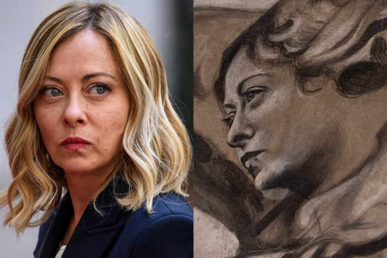 An angel resembling Italian Prime Minister Giorgia Meloni is painted over after an outcry