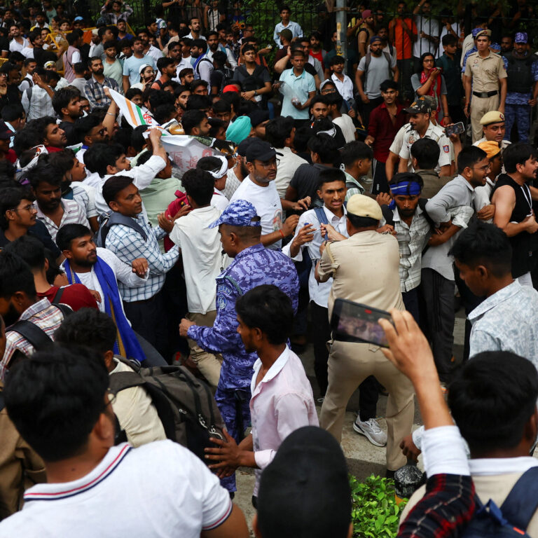 Police in India Use Tear Gas and Batons on Crowds Protesting Exam Scandal